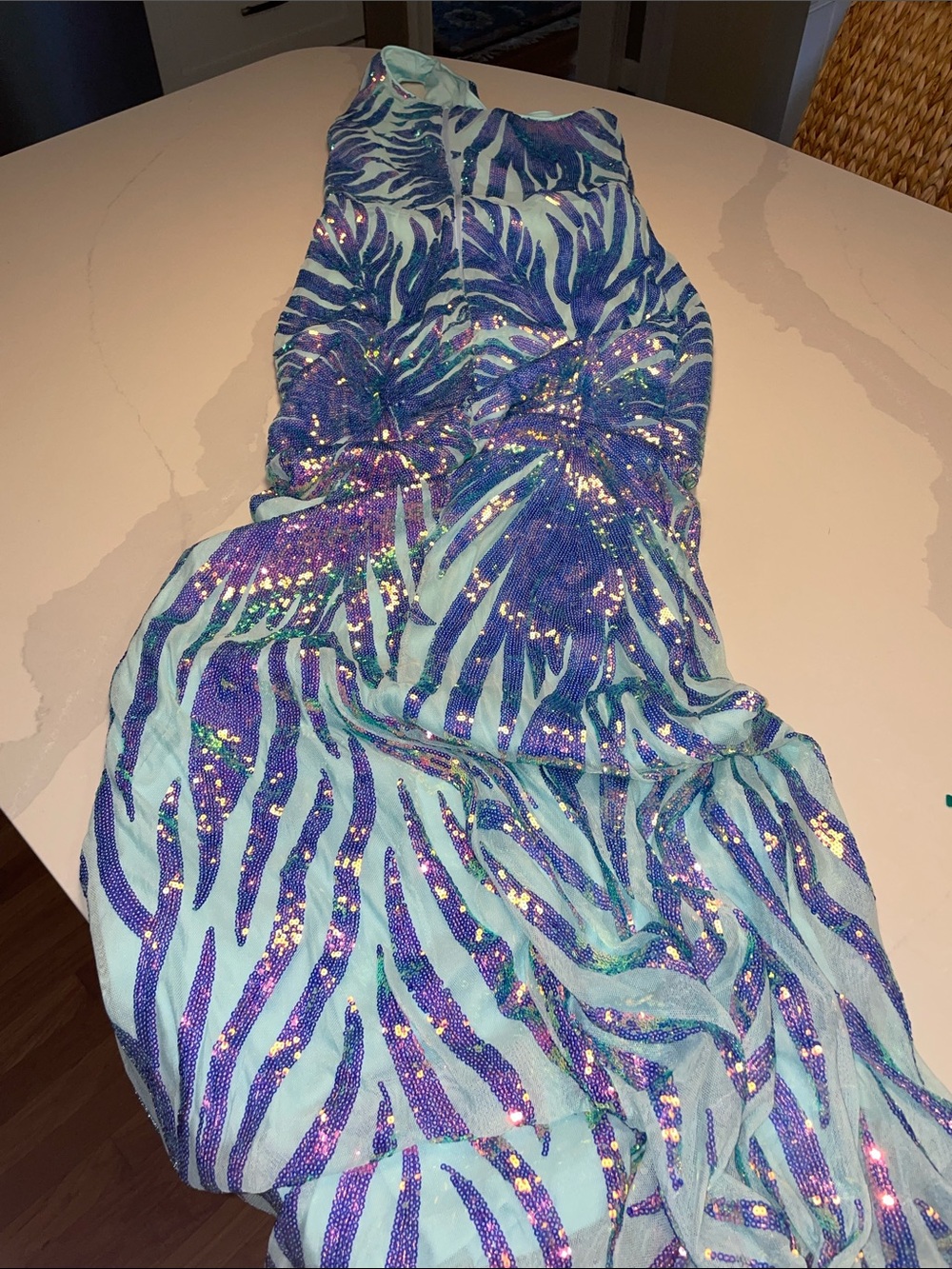 Glam One-Shoulder mermaid sequin gown M - Picture 9 of 13